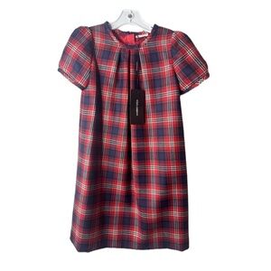 Dolce & Gabbana Plaid Dress. NWT. Size 7/8. Red, White & Blue